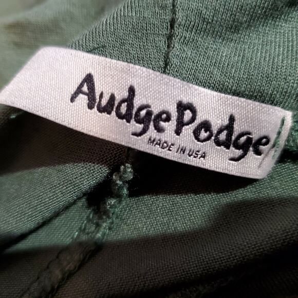 Audge Podge Tunic Top Size M Green Cowl Neck Asymmetric Hem Boho Fairy - Picture 8 of 10